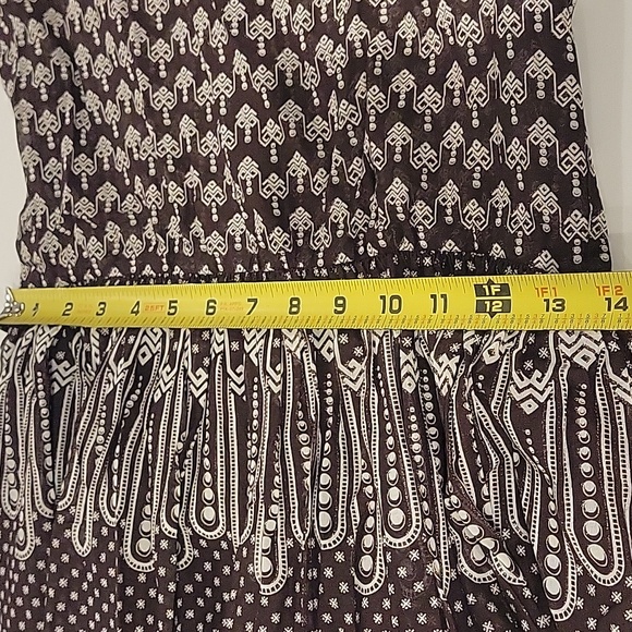 VINTAGE 70s 80s Elegant Everyday Brown Patterned Dress - Picture 10 of 12